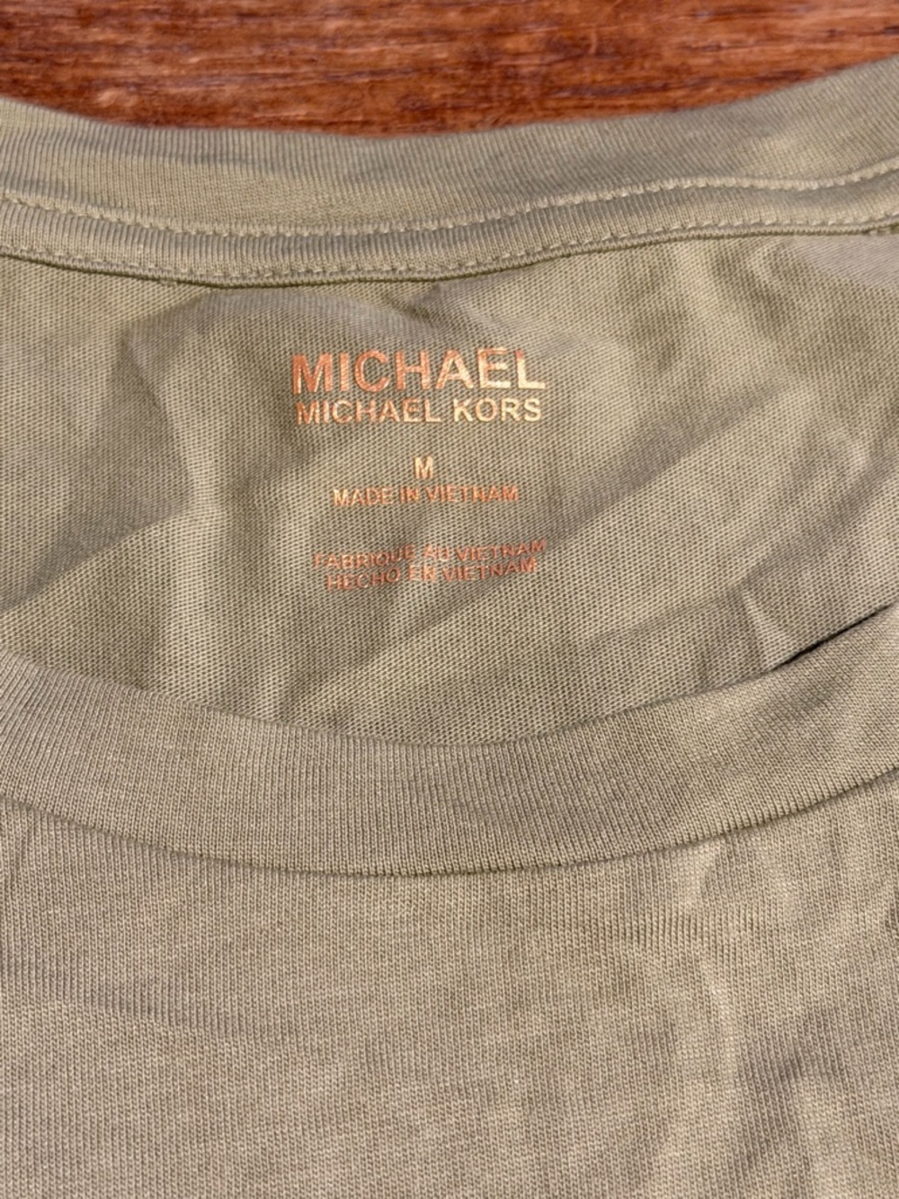 Michael Kors Olive Green Cold-Shoulder Tee with Gold Logo - Picture 5 of 9